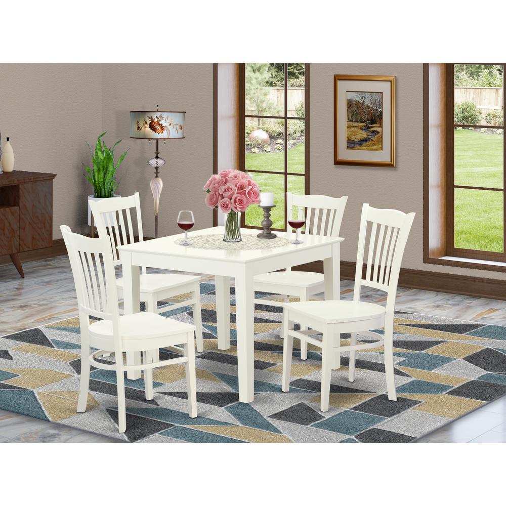 5  PC  Kitchen  Table  and  4  Wood  Dining  Chairs  in  Linen  White. Picture 4