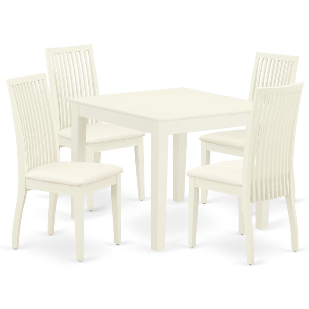 Dining Room Set Linen White, OXIP5-LWH-C. Picture 1
