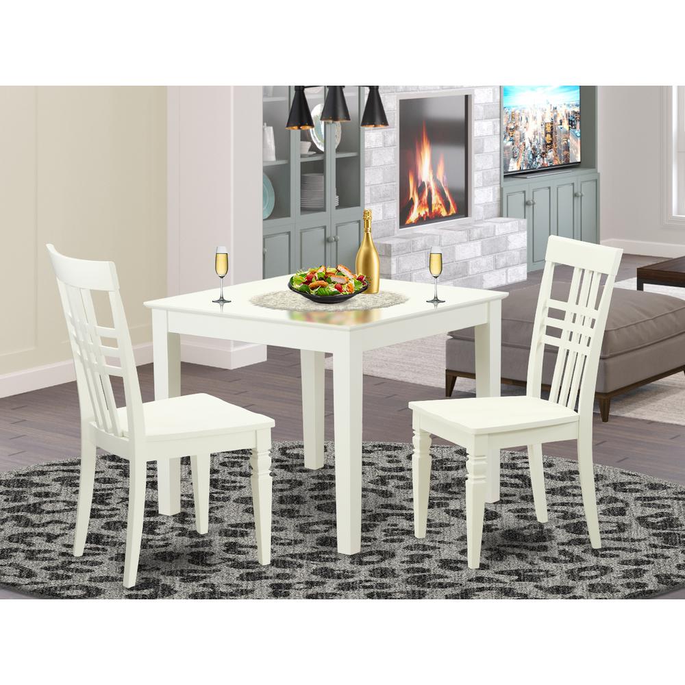 3  PC  Kitchen  Table  and  2  Wood  Dining  Chairs  in  Linen  White. Picture 4
