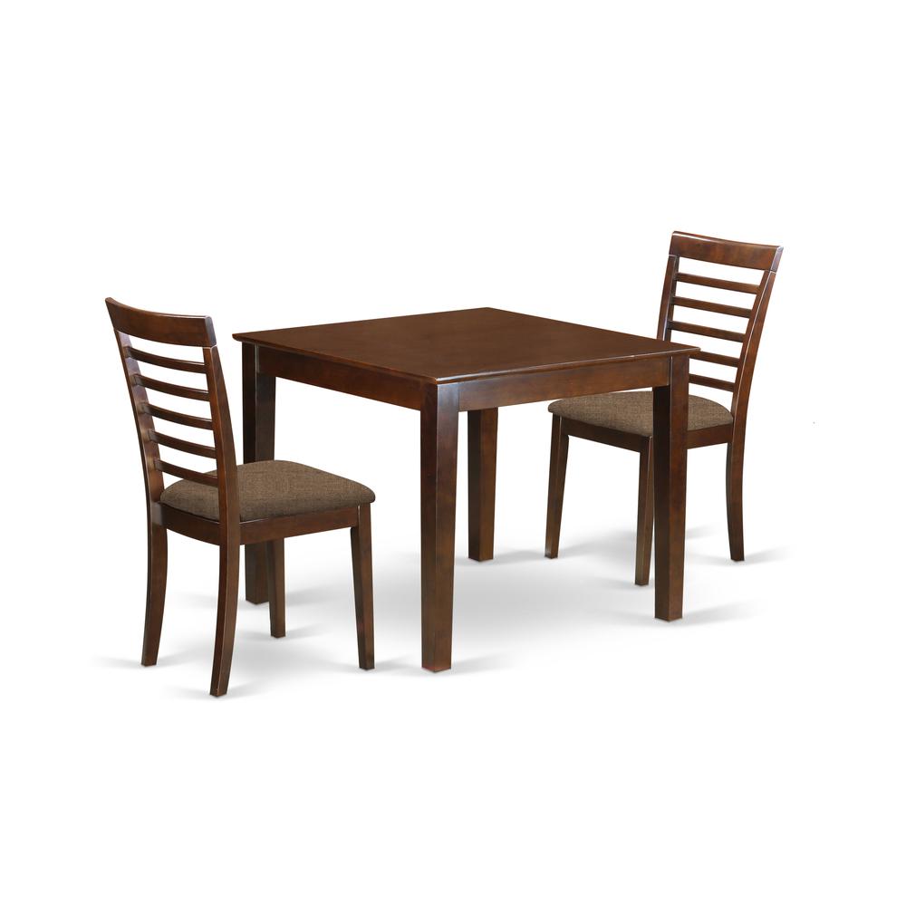 OXML3-MAH-C 3 Pc Dinette Table set with a Dining Table and 2 Dining Chairs in Mahogany. Picture 1