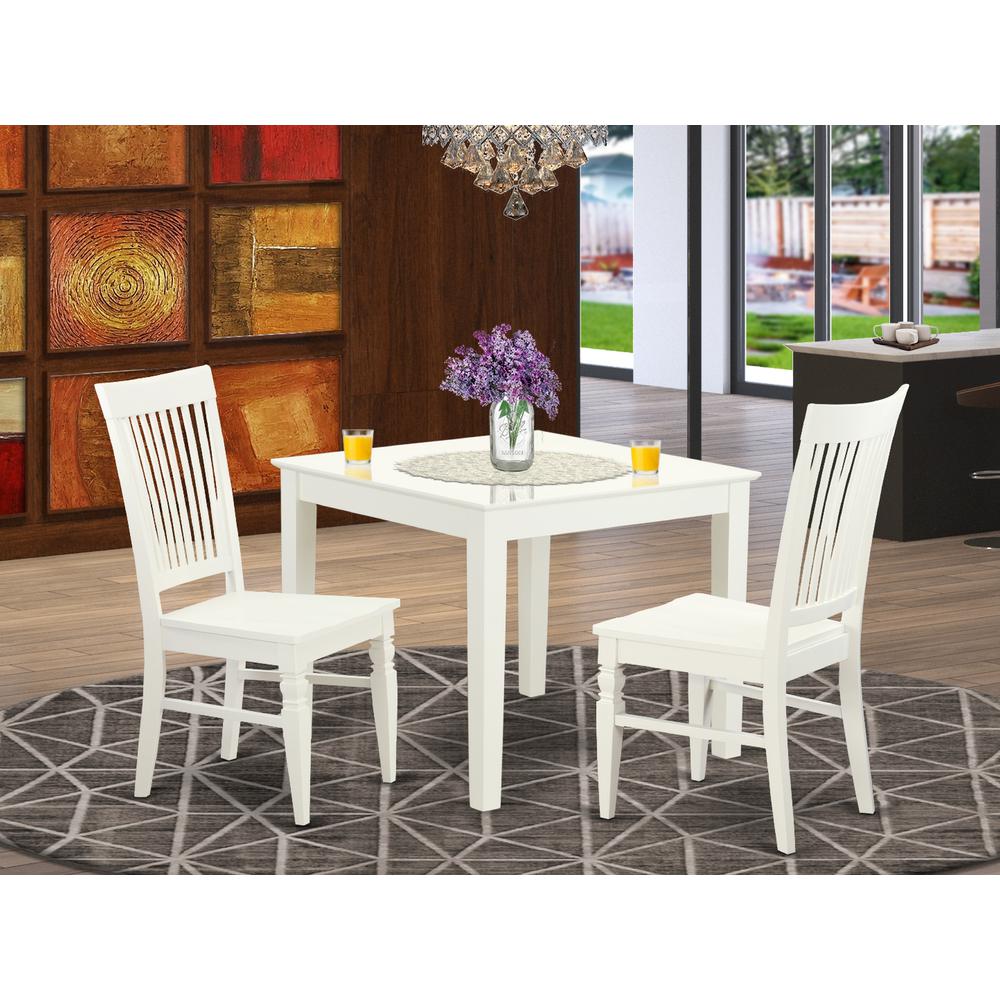 3  Pc  square  Kitchen  Table  and  2  hard  wood  Chairs  for  Dining  room  in  Linen  White. Picture 4