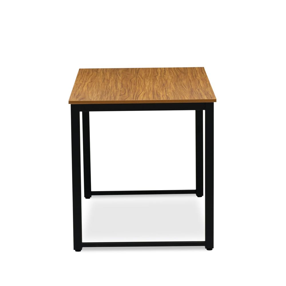 Parmer 3 Pc Kitchen Set - 1 Modern Dining Table and 2 Mid Century Benches in Powder Coating Black Color and Brown Wood Laminate. Picture 5