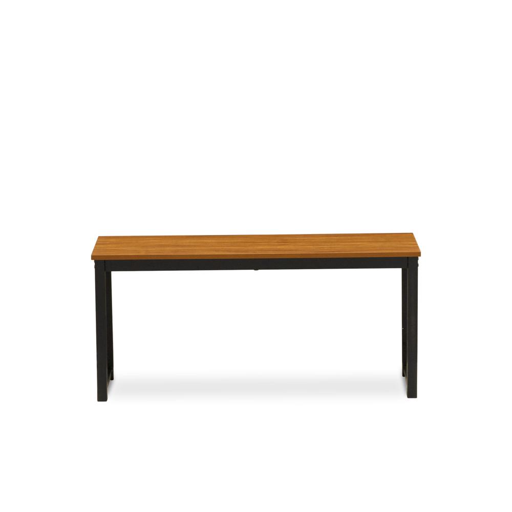 Parmer 3 Pc Kitchen Set - 1 Modern Dining Table and 2 Mid Century Benches in Powder Coating Black Color and Brown Wood Laminate. Picture 8