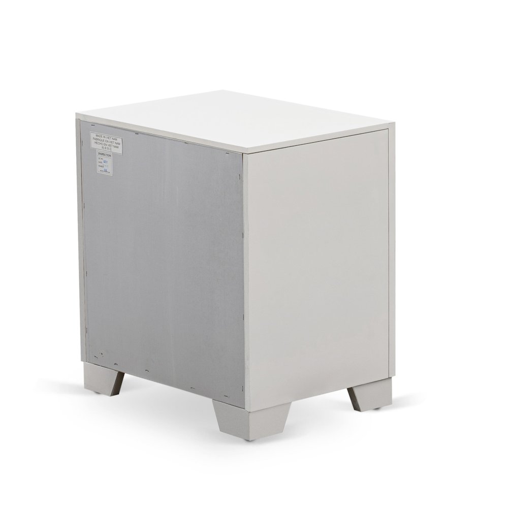 East West Furniture 1-Piece Pandora mid century Wooden Nightstand with 2 Wood Drawers for Bedroom - White Finish. Picture 4
