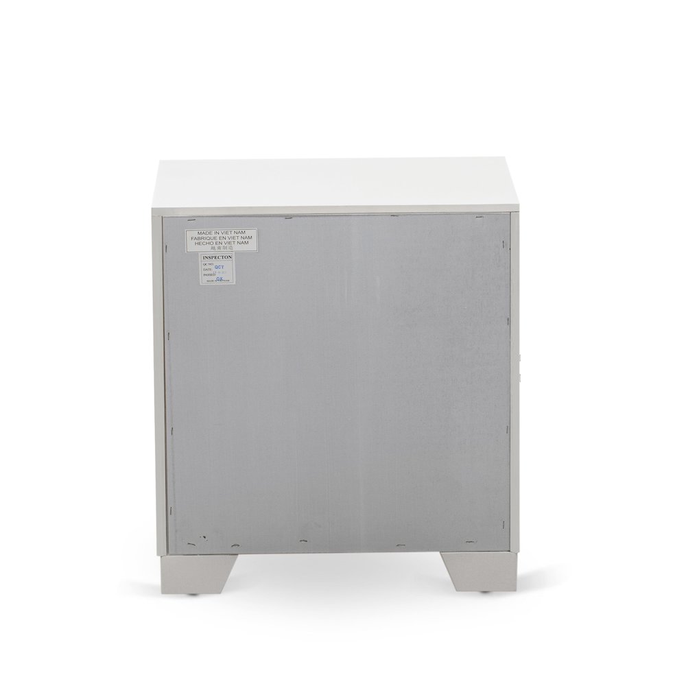 East West Furniture 1-Piece Pandora mid century Wooden Nightstand with 2 Wood Drawers for Bedroom - White Finish. Picture 5