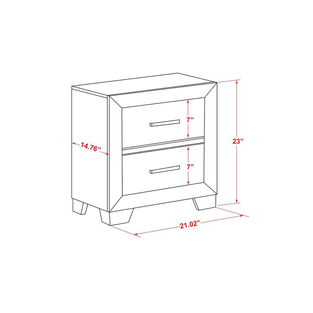 East West Furniture 1-Piece Pandora mid century Wooden Nightstand with 2 Wood Drawers for Bedroom - White Finish. Picture 9