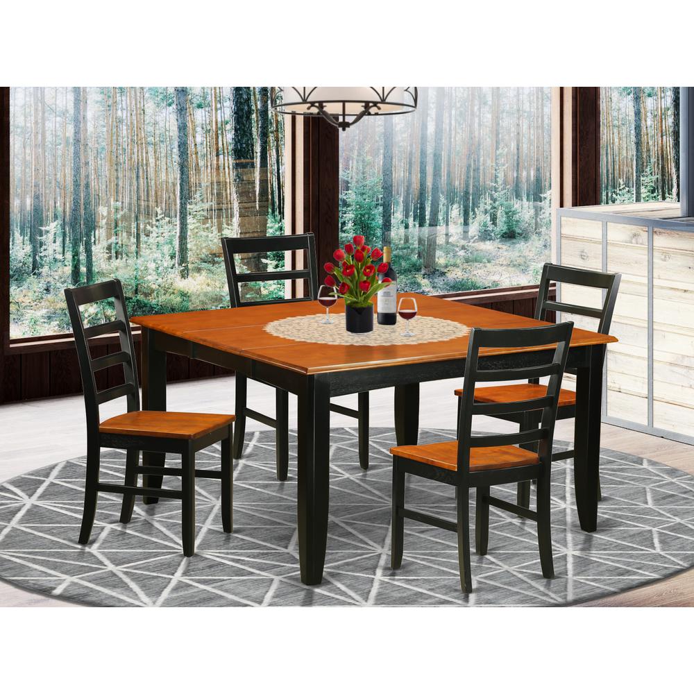 5  Pc  Dining  set-Square  Dining  Table  with  Leaf  and  4  Dining  Chairs. Picture 4