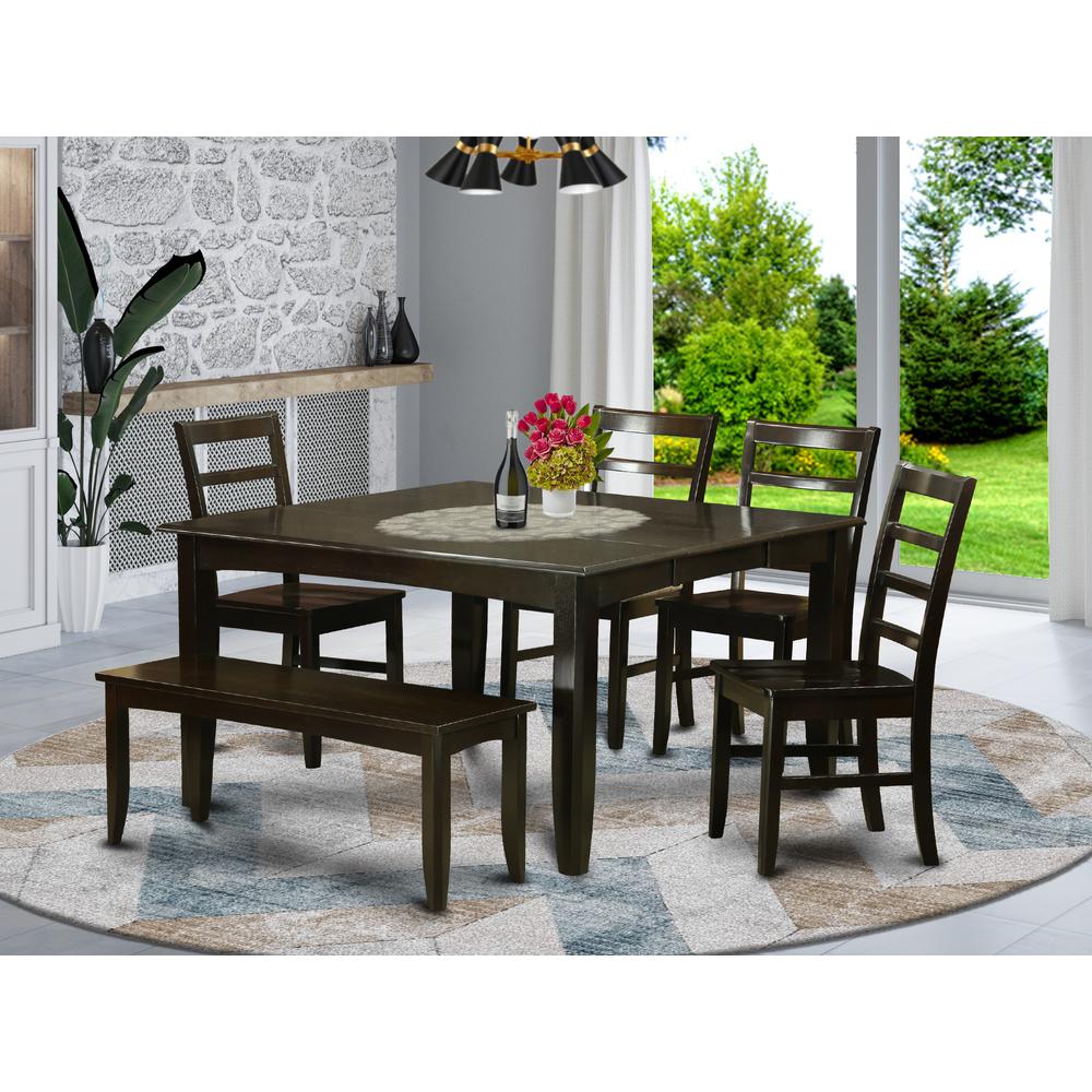 6  Pc  Dining  set  with  bench-Kitchen  Table  with  Leaf  and  4  Dining  Chairs  Plus  Bench.. Picture 6