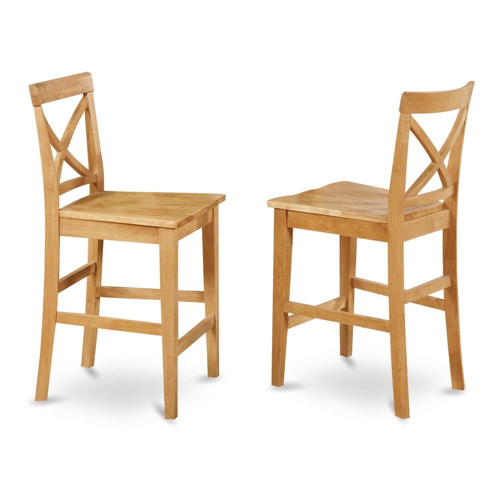 Elegant Wooden Bar Stools – Counter Height Chairs with Back, Set of 2. Picture 1