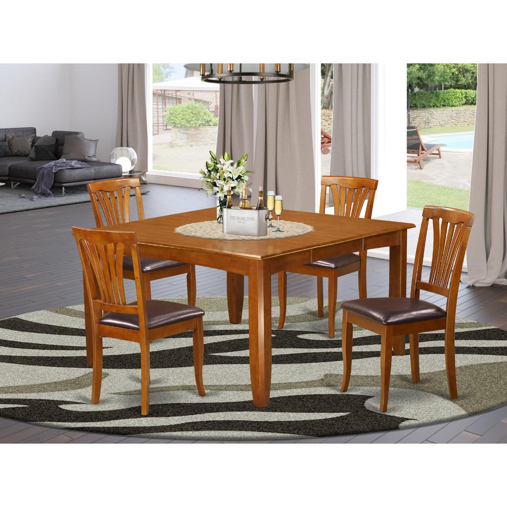 5  Pc  Dining  room  set-Square  Table  with  Leaf  and  4  Dining  Chairs. Picture 4
