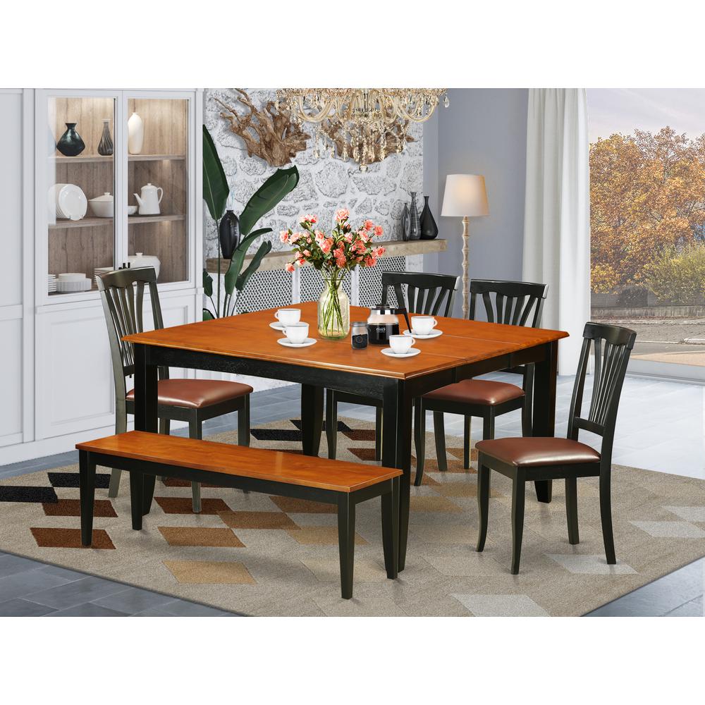 6-PC  Dining  room  set  with  bench-Kitchen  Tables  and  4  Wooden  Dining  Chairs  Plus  bench. Picture 6