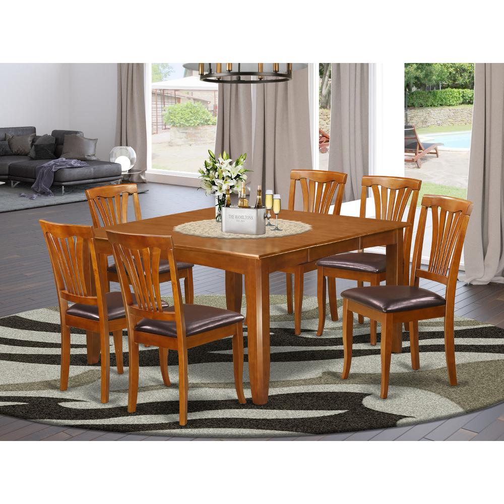 7  Pc  Dining  room  set-Square  Dining  Table  with  Leaf  and  6  Dining  Chairs. Picture 4