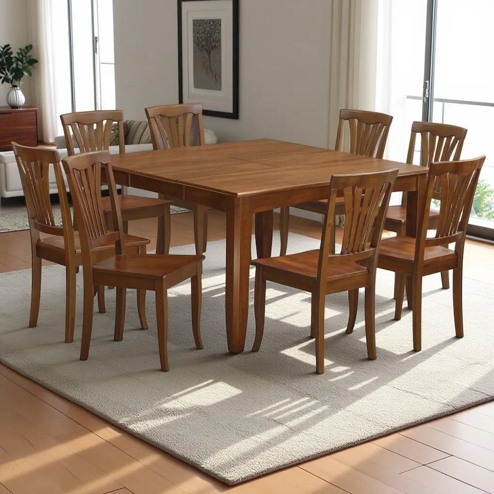 Elegant 9-Piece Dining Table Set for 8 Solid Wood Square Table & Chairs. Picture 2
