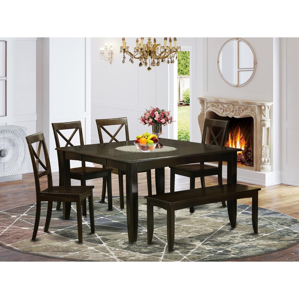 6  Pc  Dining  room  set  with  bench-Dining  Tablewith  Leaf  and  4  Kitchen  chair  Plus  Bench.. Picture 6