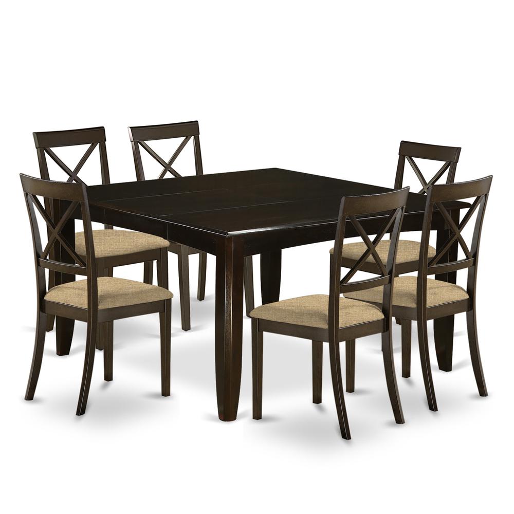 PFBO7-CAP-C 7 Pc Dining room set-Table with Leaf and 6 Kitchen Chairs.. Picture 1