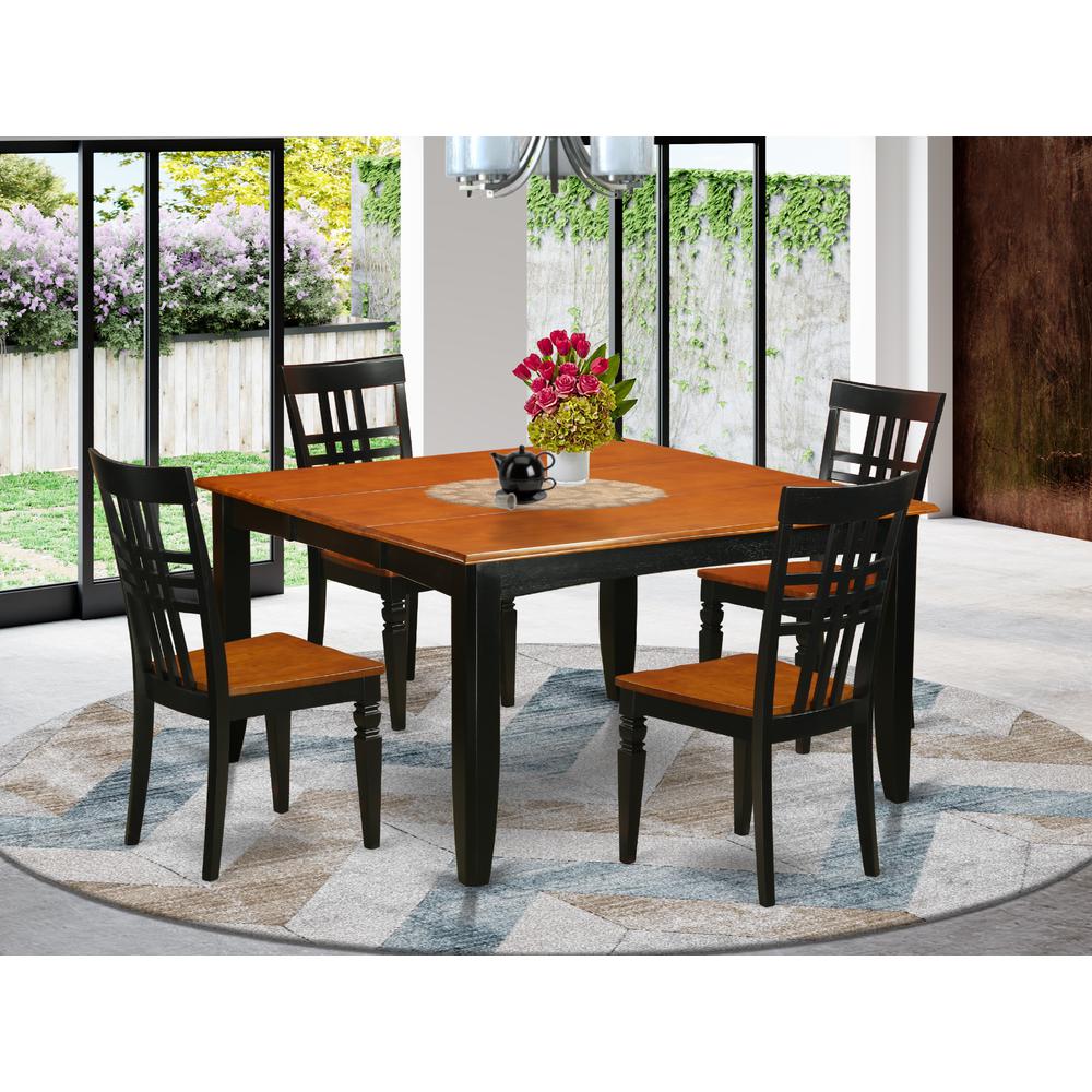 5  Pc  Dining  room  set  with  a  Dining  Table  and  4  Kitchen  Chairs  in  Black  and  Cherry. Picture 4