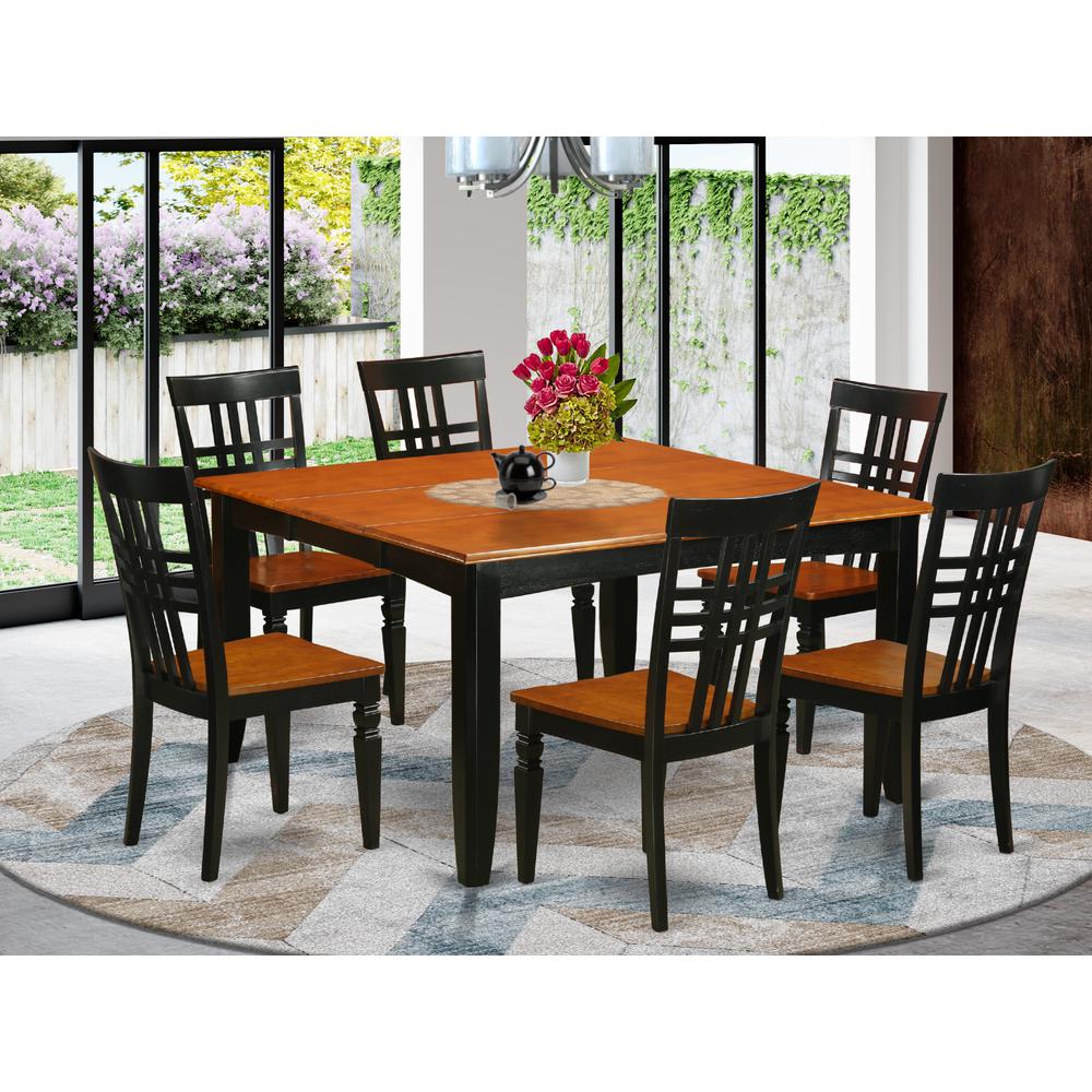 7  Pc  Kitchen  Table  set  with  a  Table  and  6  Kitchen  Chairs  in  Black  and  Cherry. Picture 4