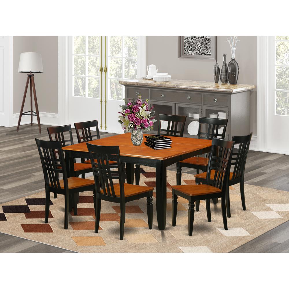 9  Pc  Kitchen  Table  set  with  a  Dining  Table  and  8  Dining  Chairs  in  Black  and  Cherry. Picture 4