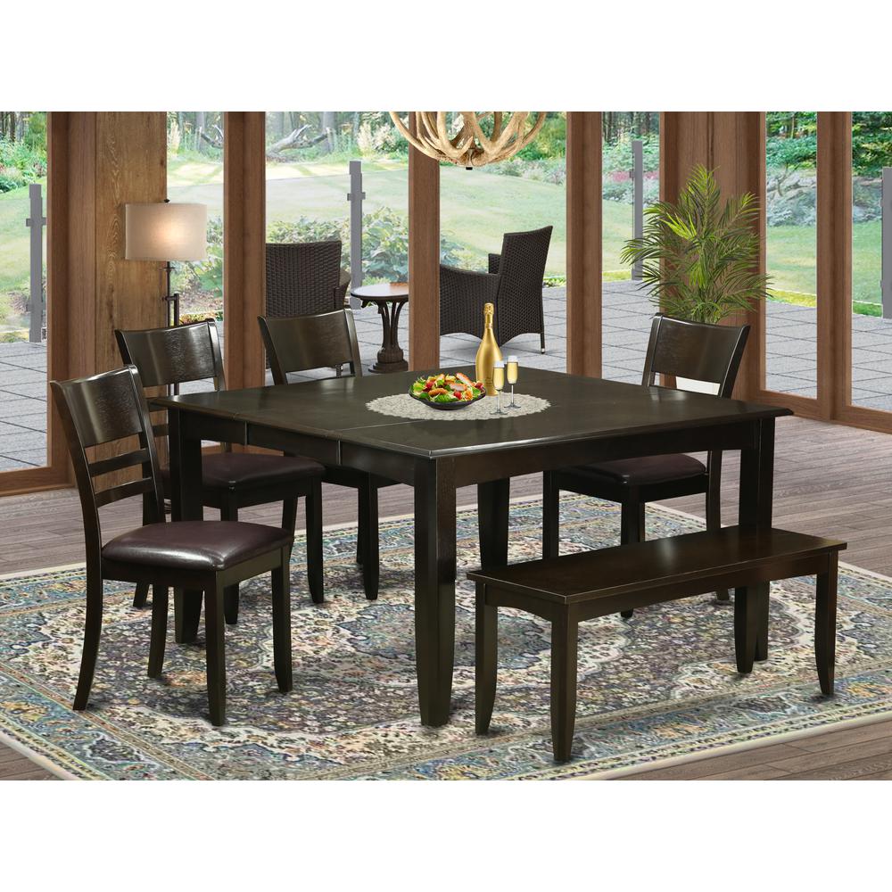 6  Pc  Dining  set  with  bench-Dining  Table  with  Leaf  and  4  Dinette  Chair  Plus  Bench.. Picture 6