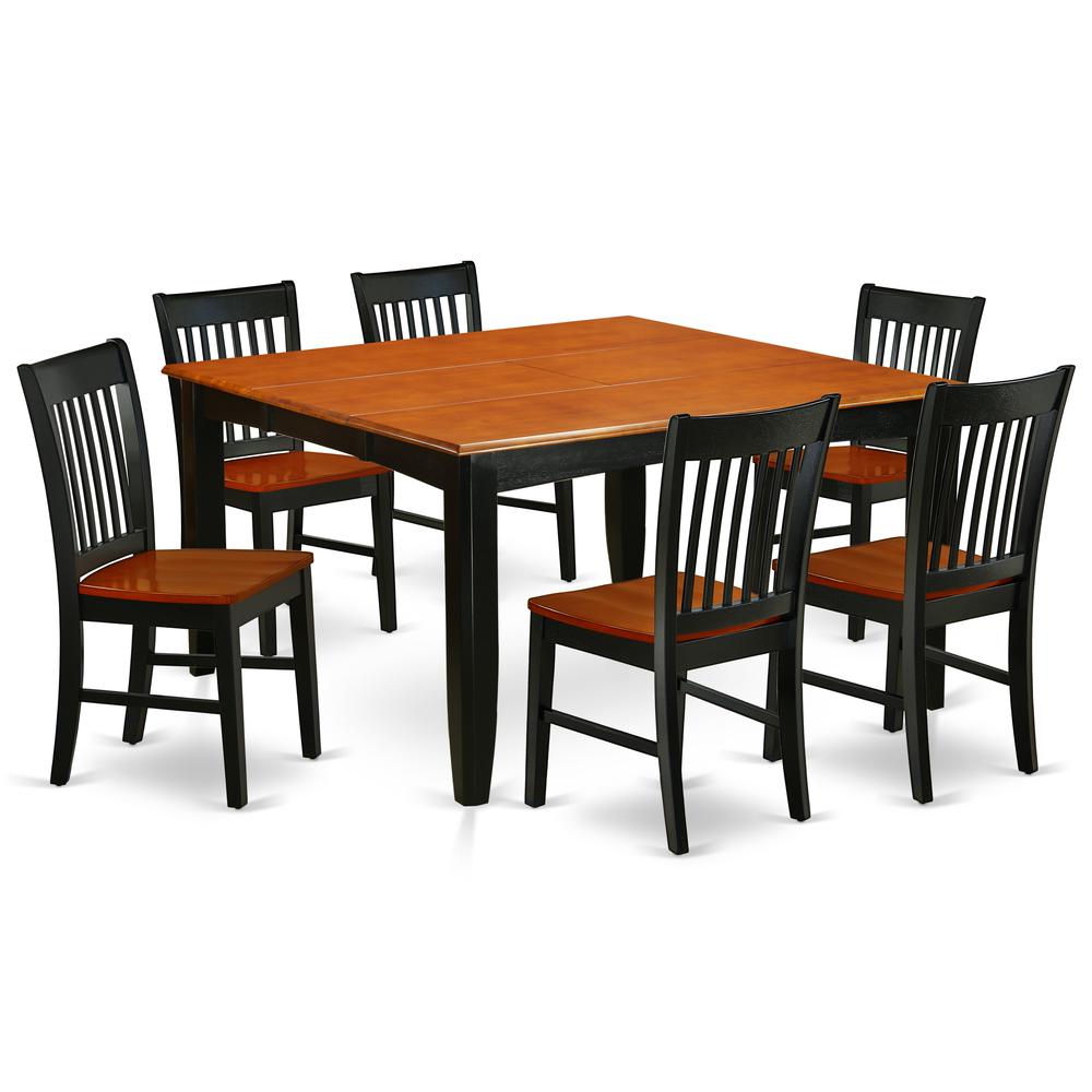 Dining Room Set Black & Cherry, PFNO7-BCH-W. Picture 1