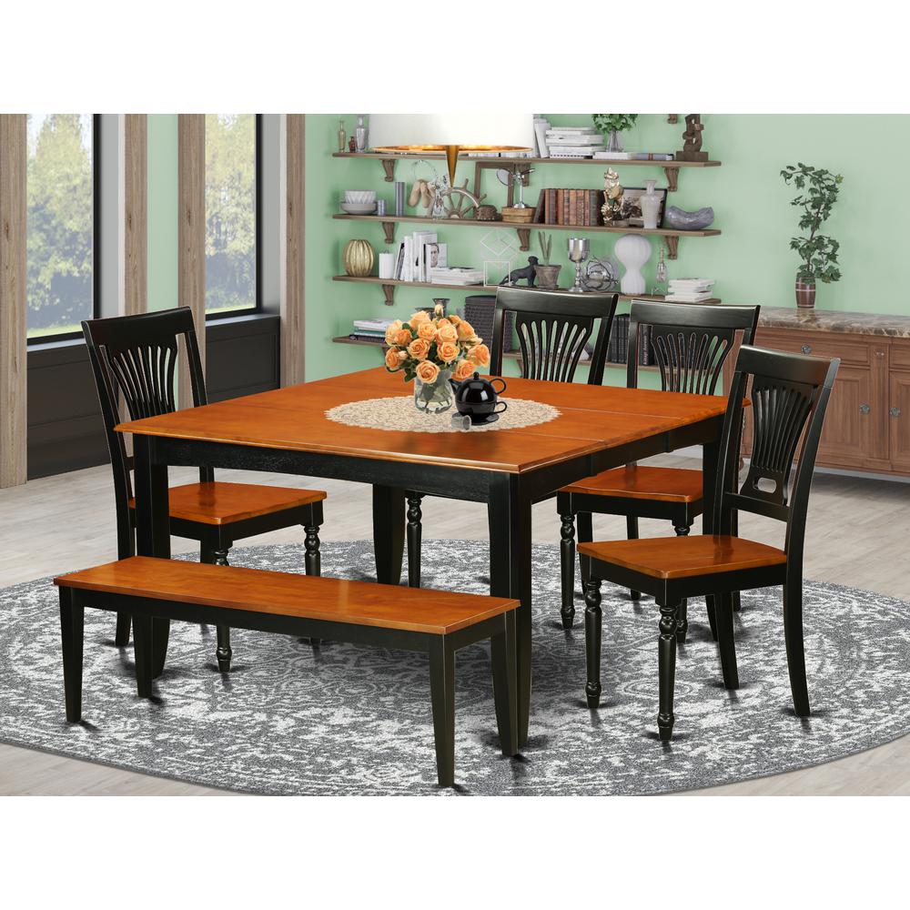 6  PC  Dining  room  set  with  bench-Dining  Table  with  4  Wood  Dining  Chairs  and  a  bench. Picture 6
