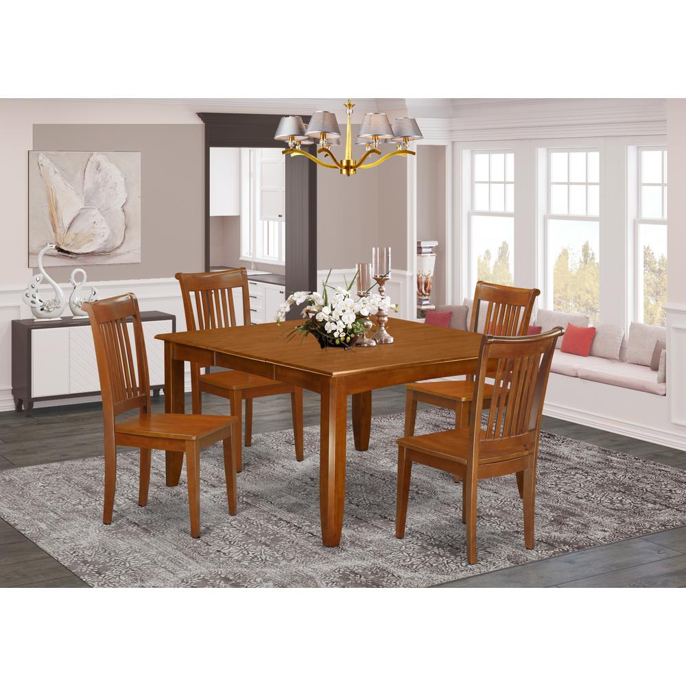 5  Pc  Dining  room  set-Square  gathering  Table  with  Leaf  and  4  Dining  Chairs. Picture 4