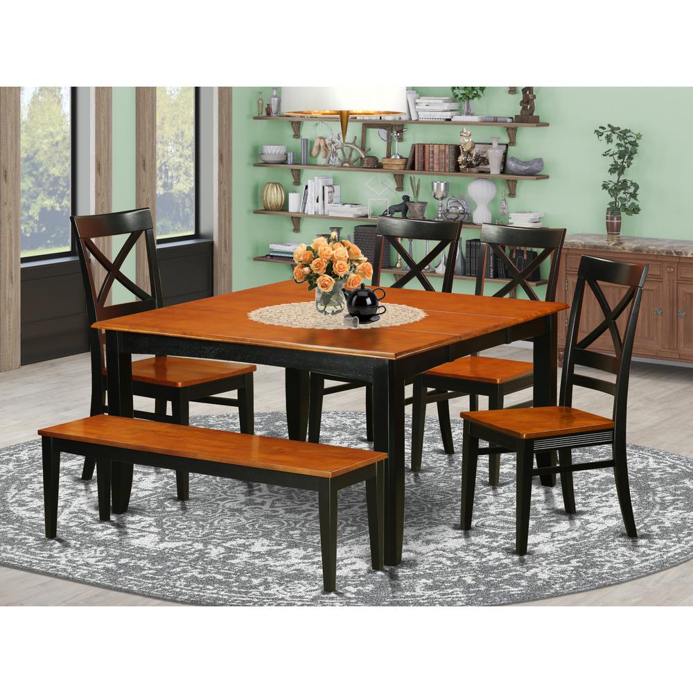 6  PC  Dining  room  set  with  bench-Dining  Table  with  4  Wooden  Dining  Chairs  and  a  bench. Picture 6