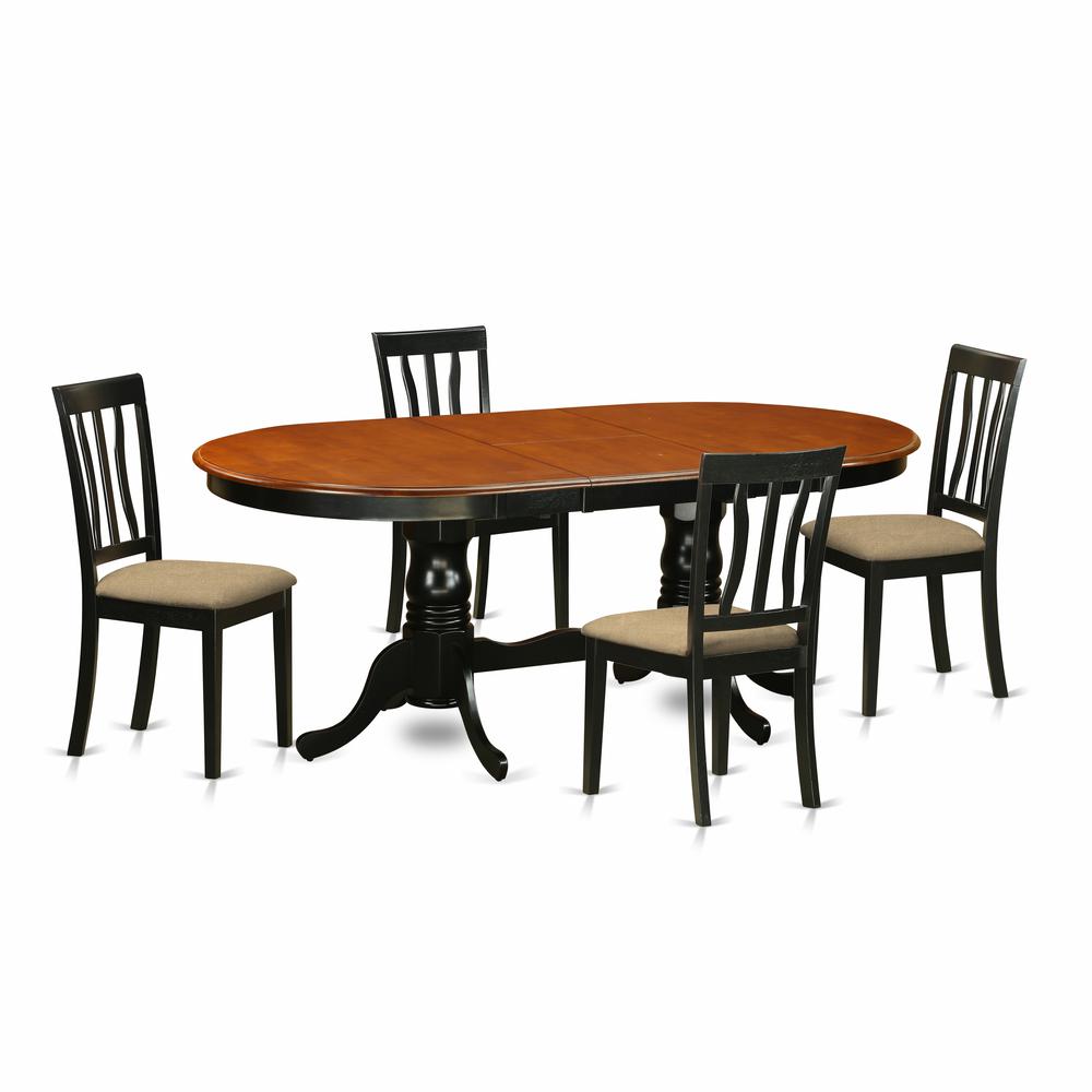PLAN5-BCH-C 5 PC Dining room set-Dining Table with 4 Wood Dining Chairs. Picture 1