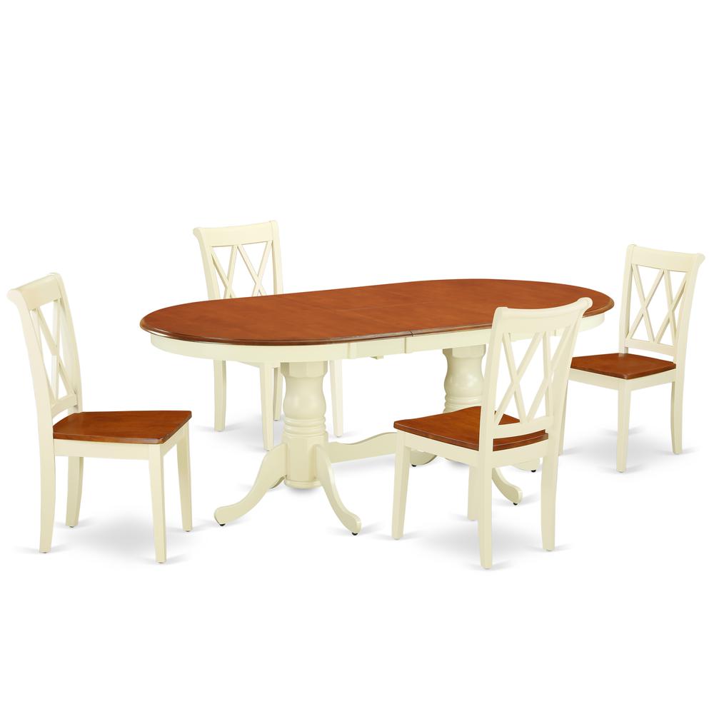 Dining Room Set Buttermilk & Cherry, PLCL5-BMK-W. Picture 1