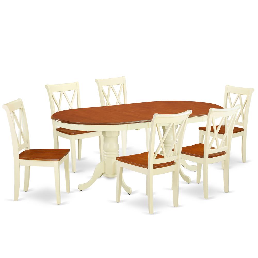 Dining Room Set Buttermilk & Cherry, PLCL7-BMK-W. Picture 1