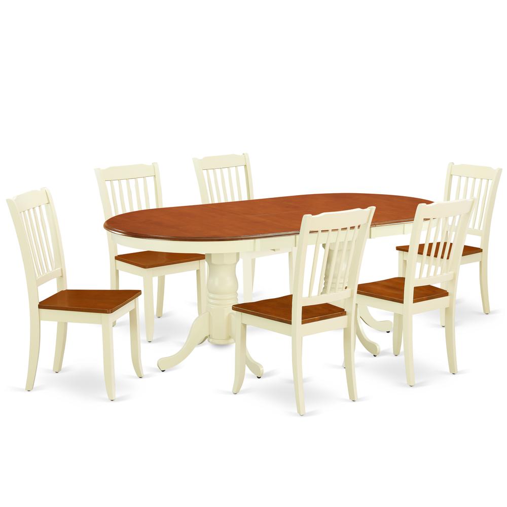 Dining Room Set Buttermilk & Cherry, PLDA7-BMK-W. Picture 1