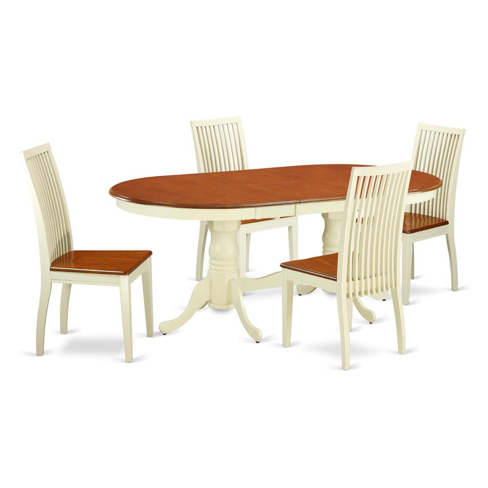 Dining Room Set Buttermilk & Cherry, PLIP5-BMK-W. Picture 1