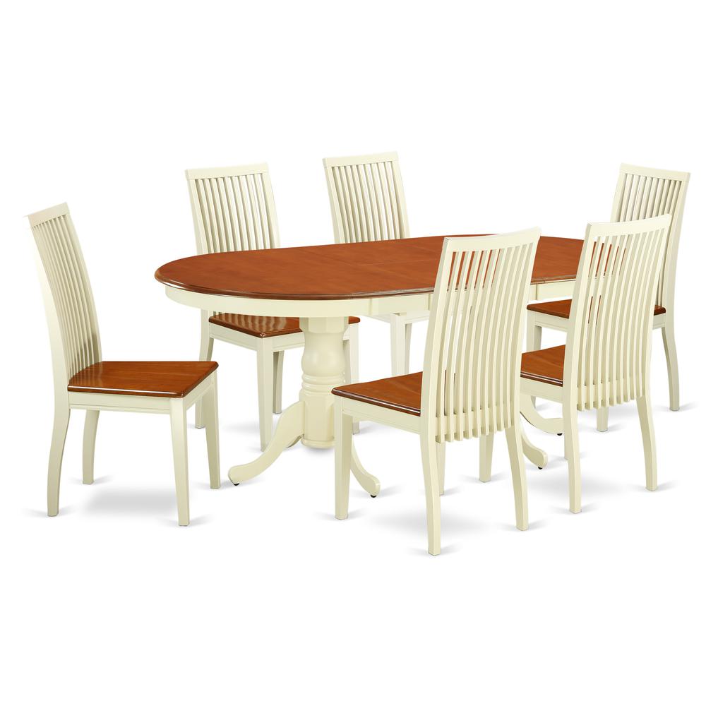 Dining Room Set Buttermilk & Cherry, PLIP7-BMK-W. Picture 1