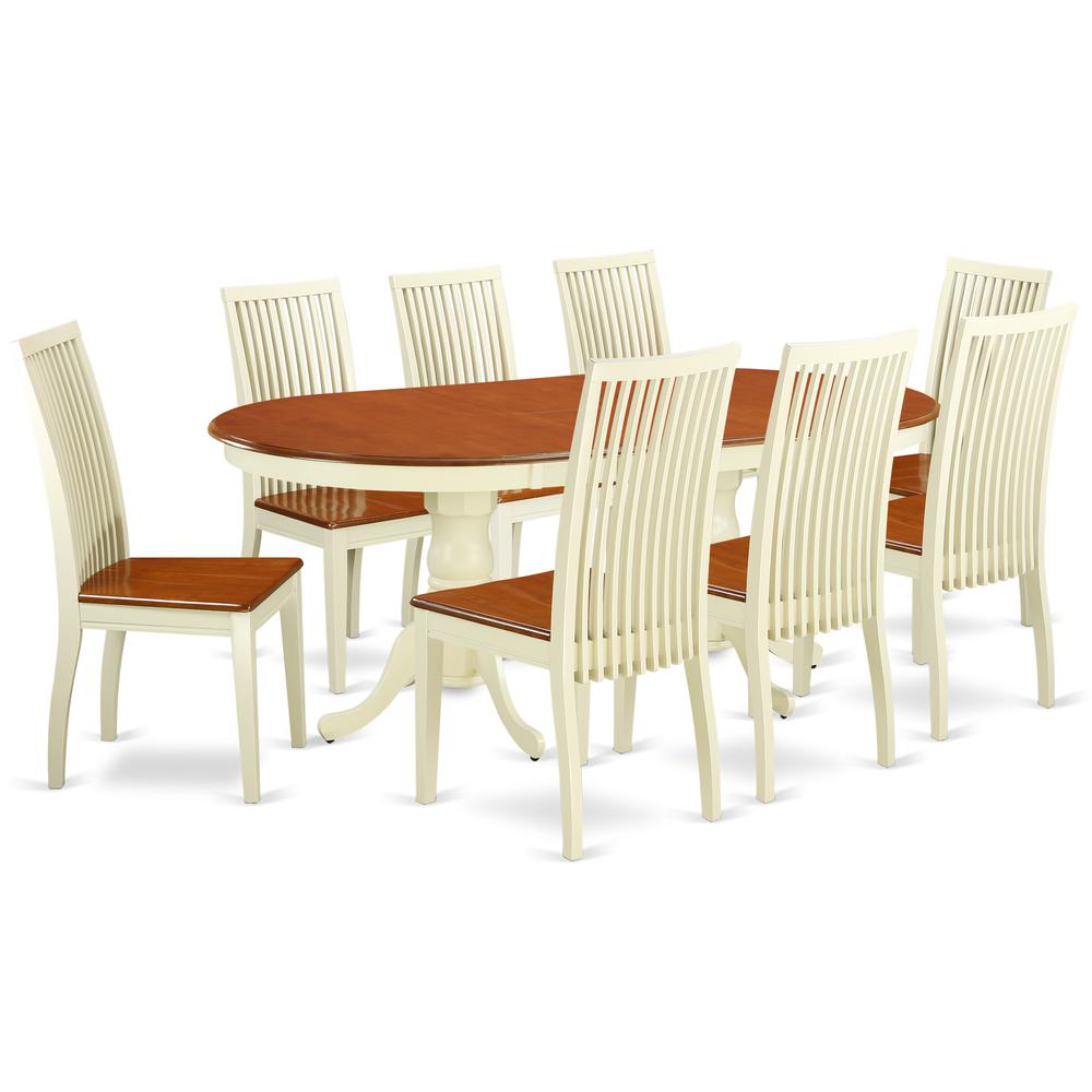 Dining Room Set Buttermilk & Cherry, PLIP9-BMK-W. Picture 1