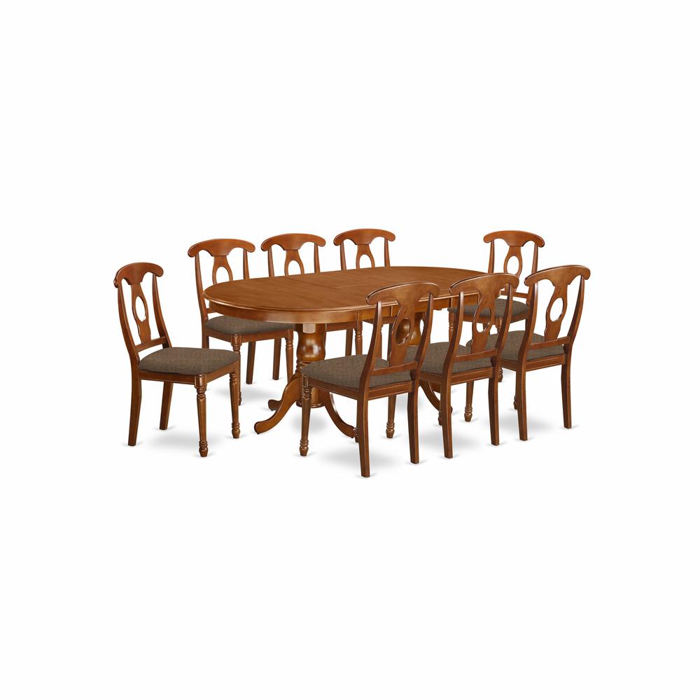 PLNA9-SBR-C 9 Pc formal Dining room set-Dining Table with 8 Dinette Chairs. Picture 1