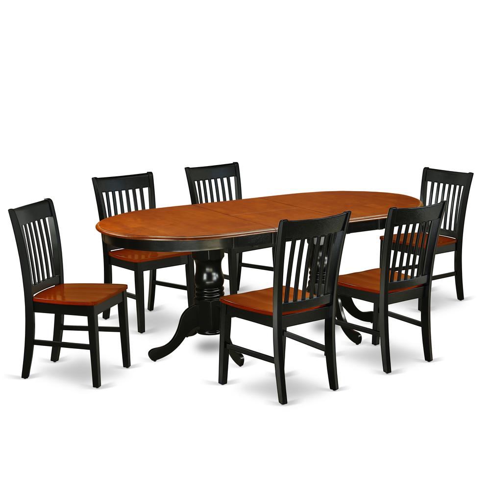 Dining Room Set Black & Cherry, PLNO7-BCH-W. Picture 1