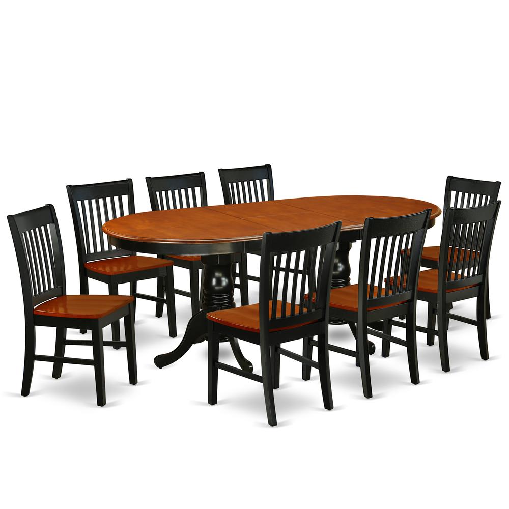 Dining Room Set Black & Cherry, PLNO9-BCH-W. Picture 1