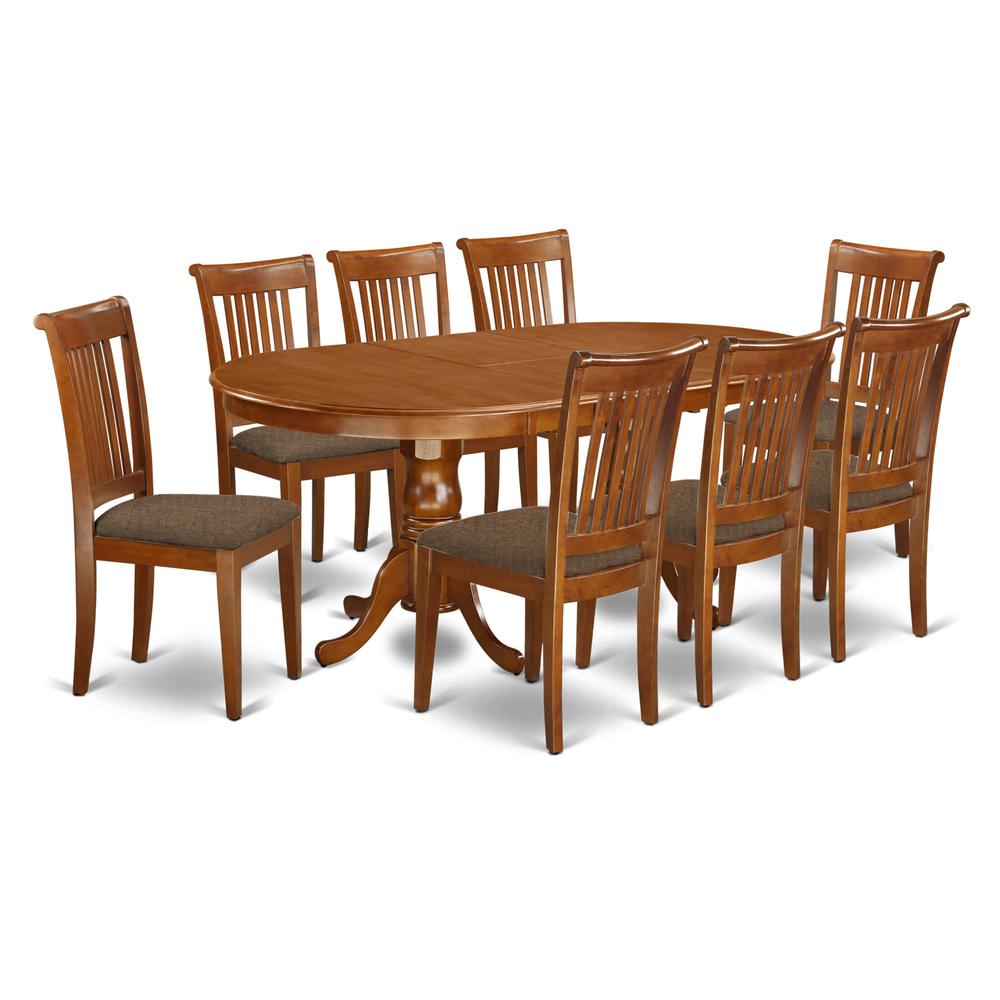 PLPO9-SBR-C 9 PC Dining room set-Dining Table plus 8 Dining Chairs. Picture 1