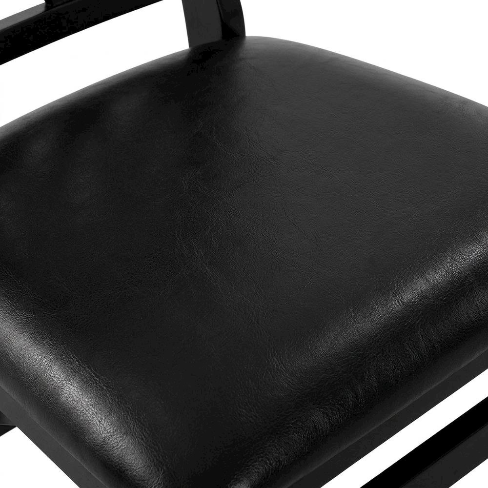 Solid Wood Dining Chairs with PU Leather Seat and 3-X Back, Black, Set of 2. Picture 6