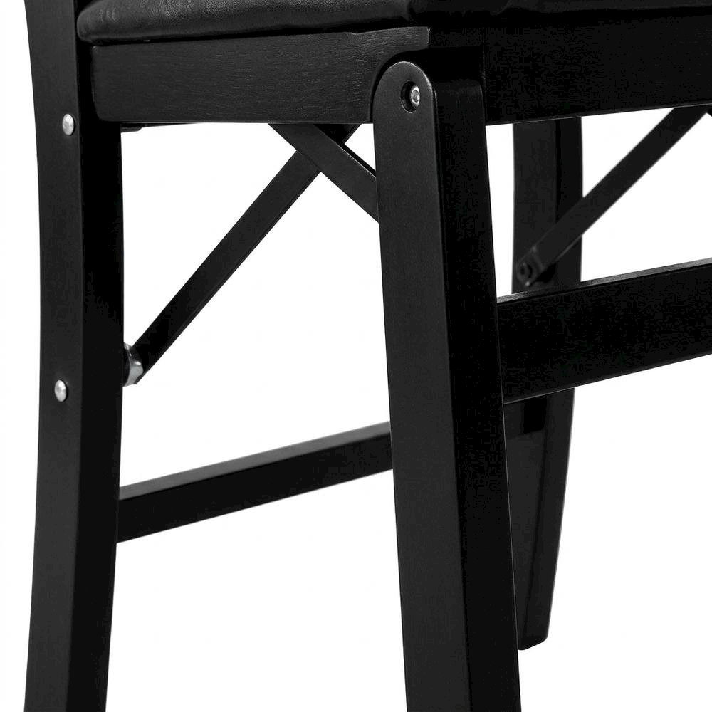 Solid Wood Dining Chairs with PU Leather Seat and 3-X Back, Black, Set of 2. Picture 7