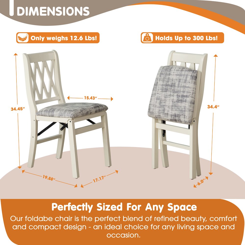 Plano Kitchen Chairs with PU Leather Seat, 3-X Back, Set of 2, Linen White. Picture 3