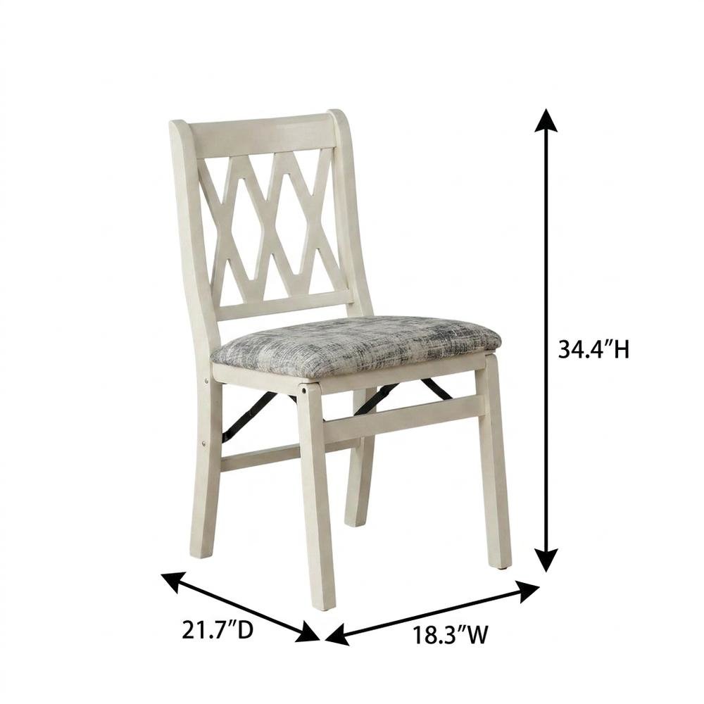 Solid Wood Dining Chairs, Linen White, Set of 2. Picture 5