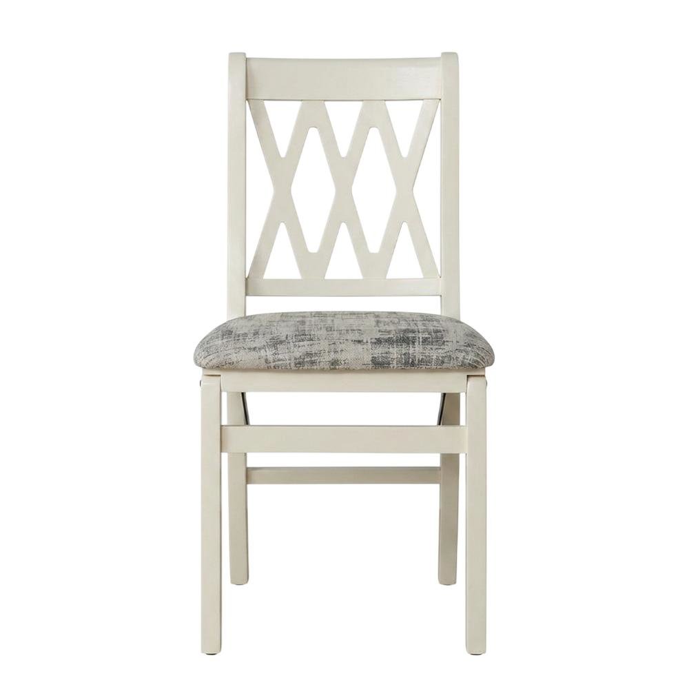 Solid Wood Dining Chairs, Linen White, Set of 2. Picture 1