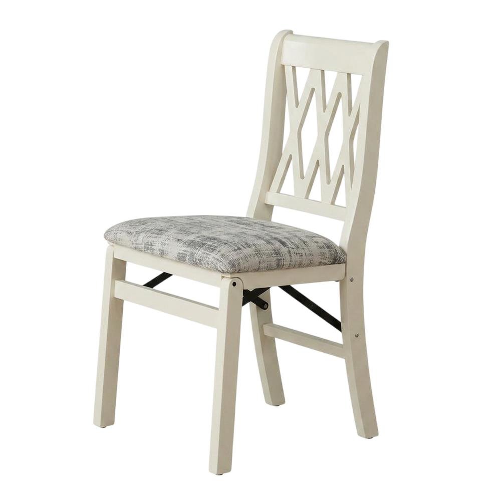 Solid Wood Dining Chairs, Linen White, Set of 2. Picture 4