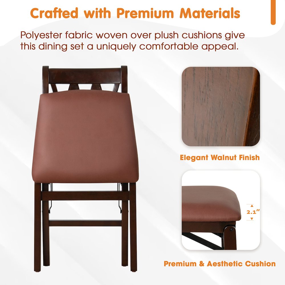 Plano Modern Dining Chairs, PU Leather Seat, 3-X Back, Set of 2, Mahogany Finish. Picture 7