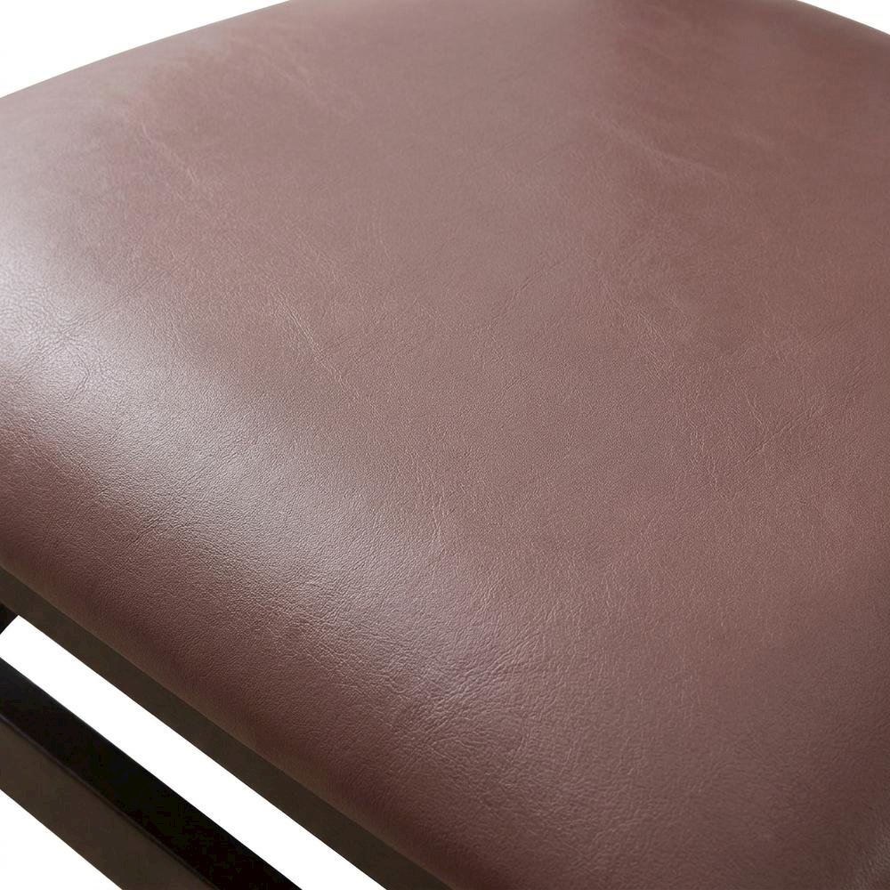 Solid Wood Dining Chairs with PU Leather Seat and 3-X Back, Mahogany, Set of 2. Picture 6