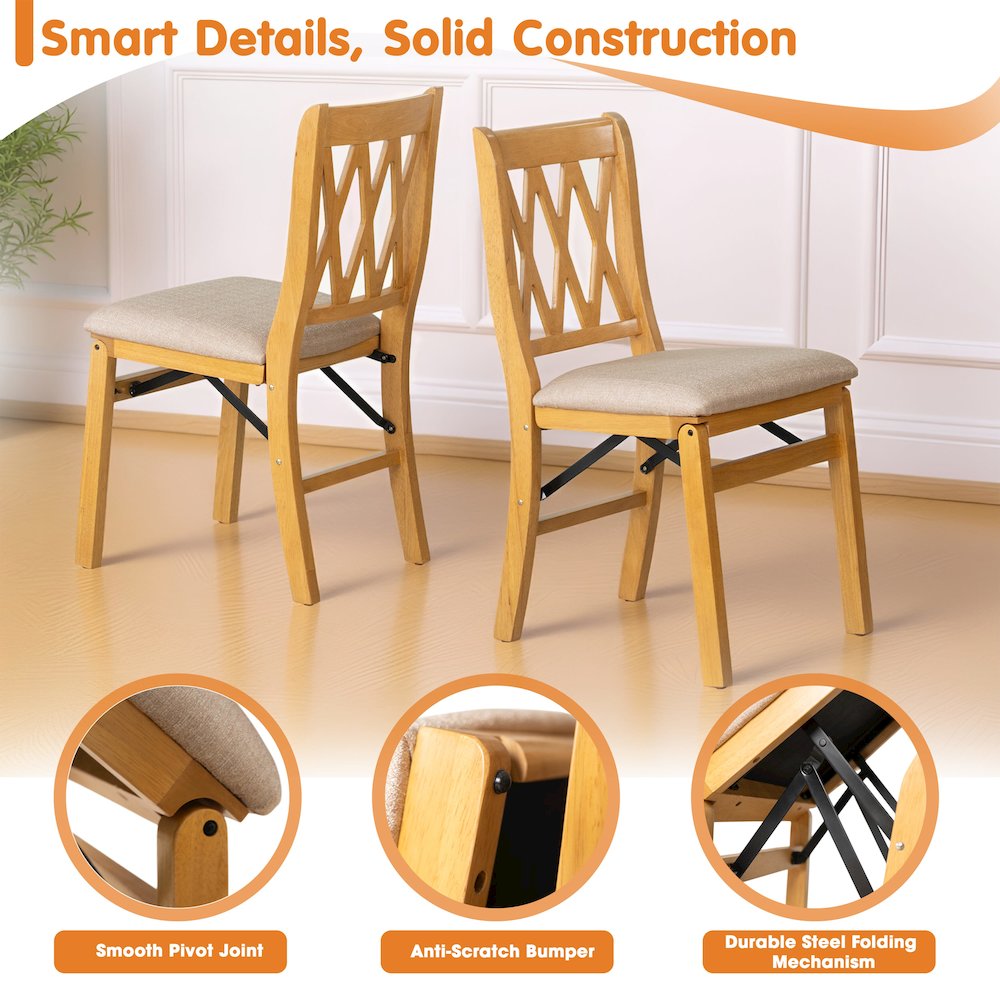 Plano Dining Chairs with PU Leather Seat, 3-X Back, Set of 2, Oak Wood Finish. Picture 6