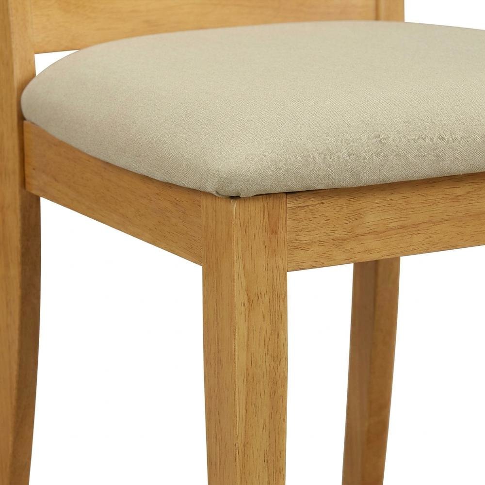 Asian Wood Dining Chair with Solid -Finish Frame for Dining Room, Oak, Set of 2. Picture 8
