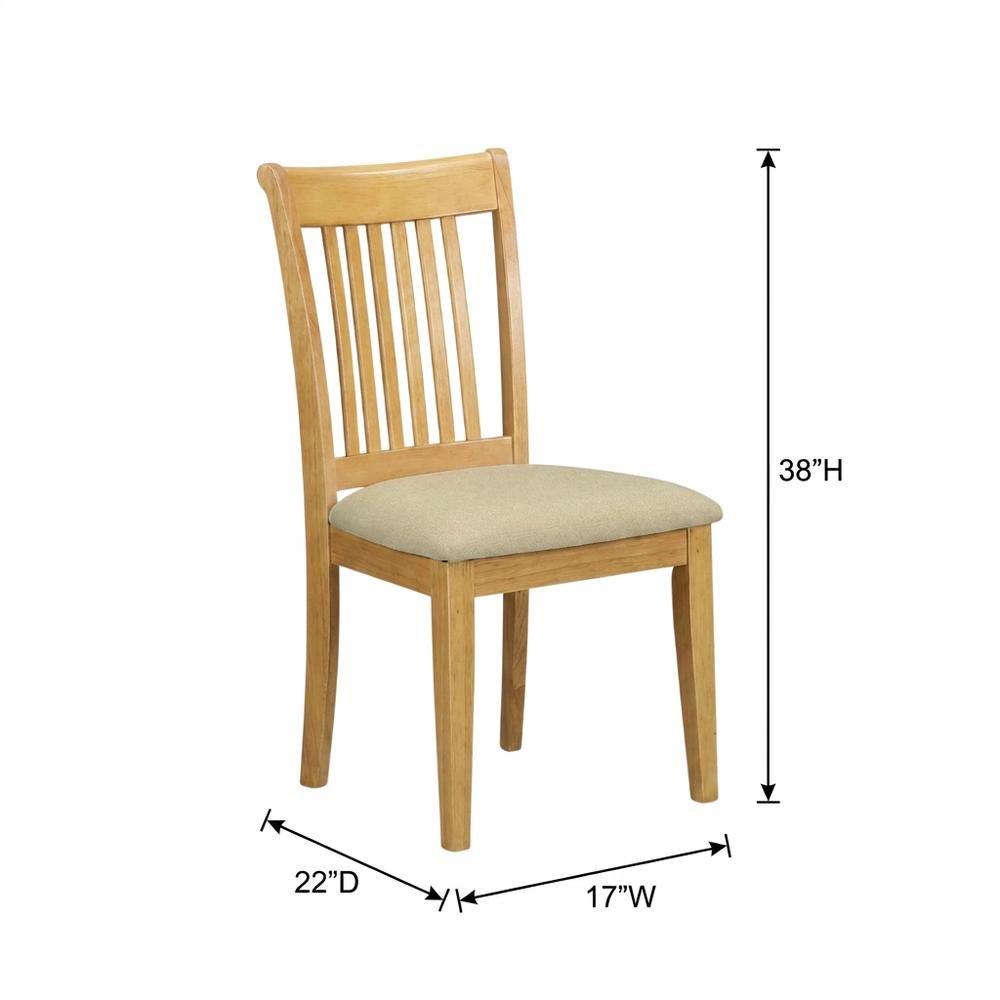 Asian Wood Dining Chair with Solid -Finish Frame for Dining Room, Oak, Set of 2. Picture 6