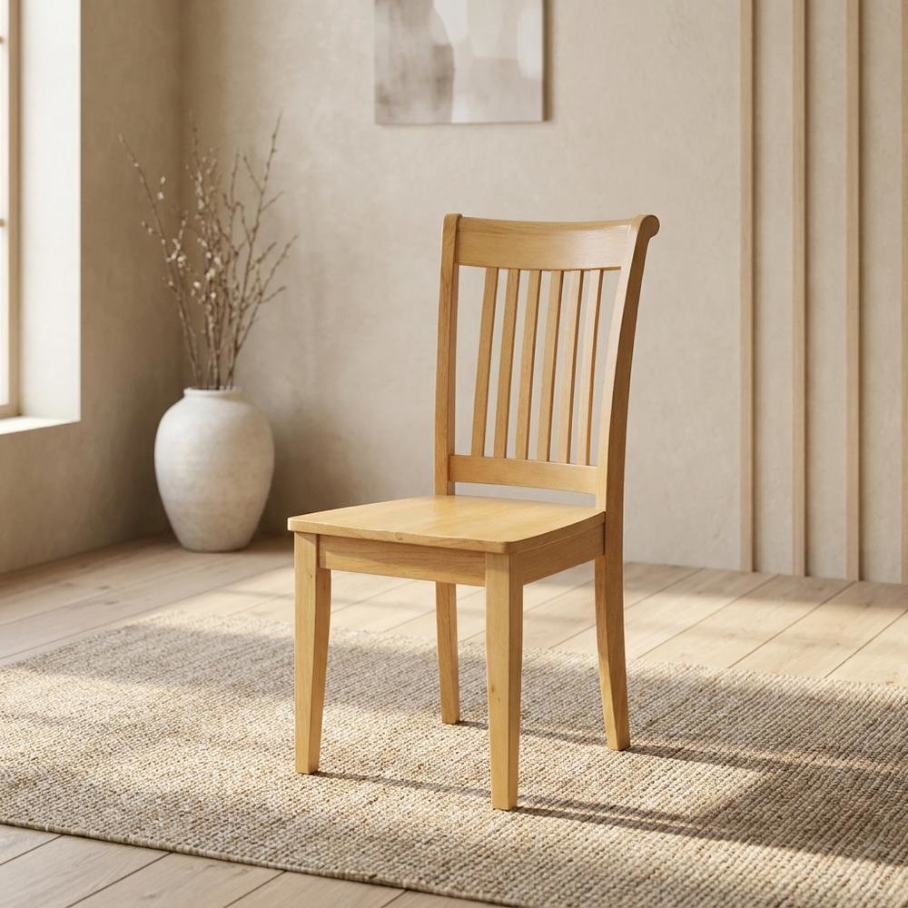 Oak Wood Dining Chair with Solid Wood Legs for Kitchen or Dining Room, Set of 2. Picture 4